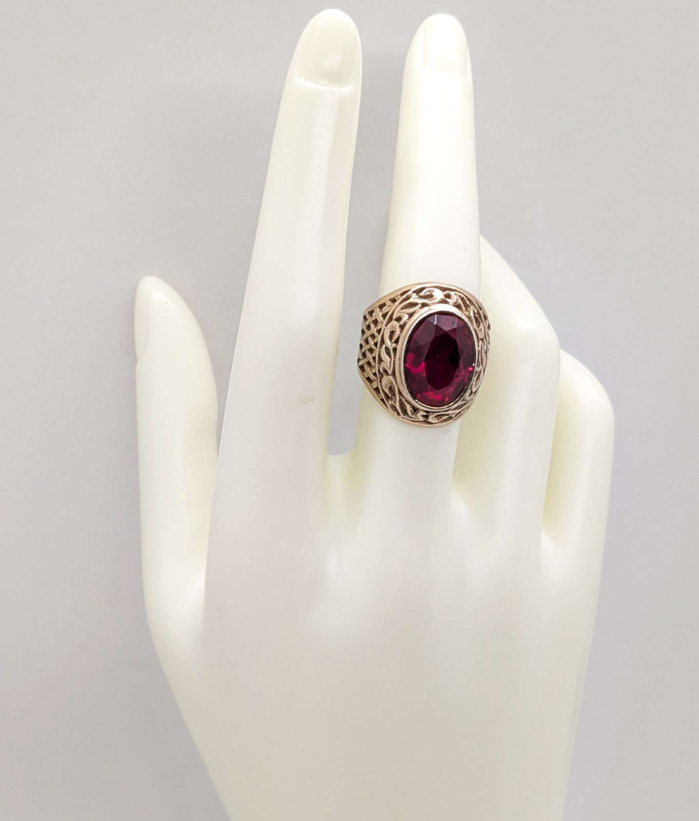 Vintage Soviet RING Silver⭐️875 stamp Star USSR with Bright Ruby -size: 8US | #8