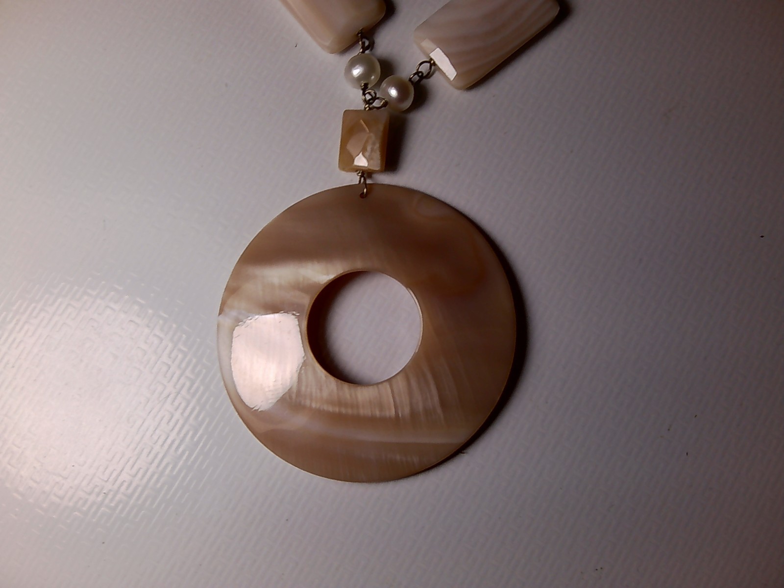 Vintage Lucas Lameth 925 Sterling Silver Mother of Pearl Necklace 18″