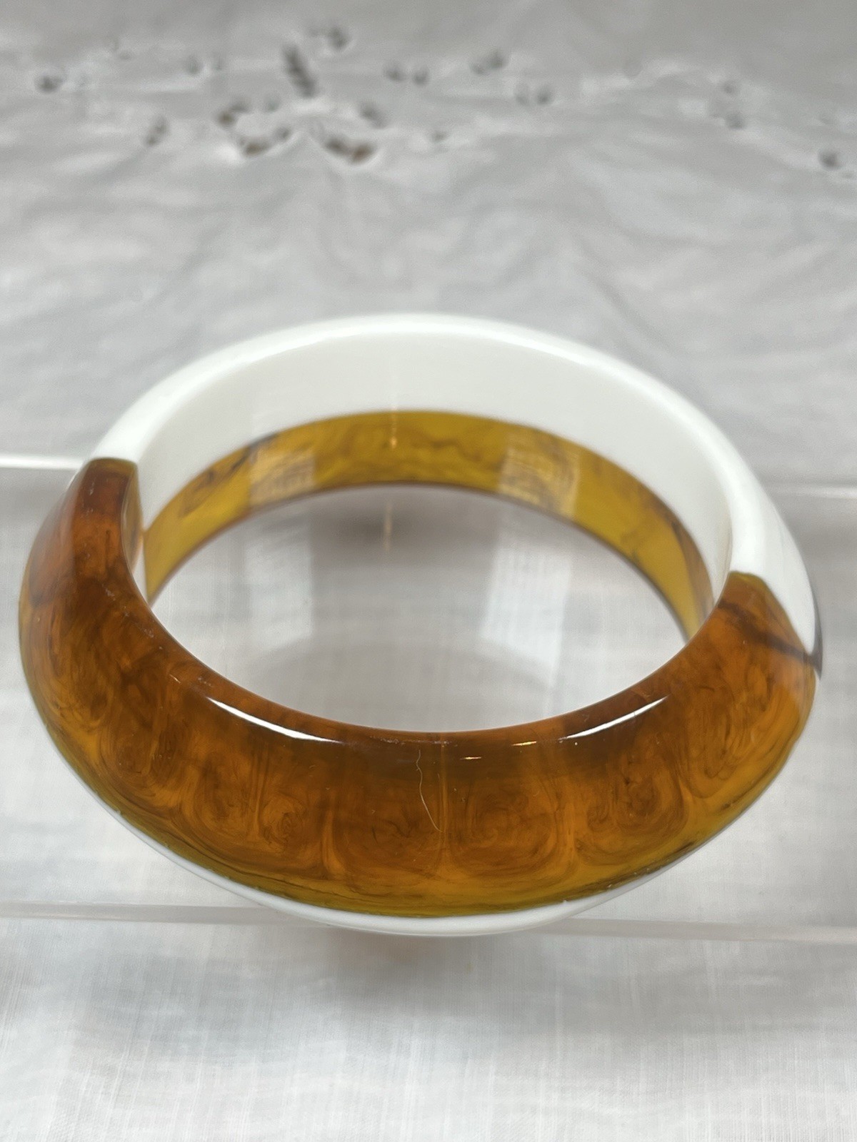 Lot of 7 Chunky Lucite Bangle Bracelets, Clamper, Rhinestones, Earthtones