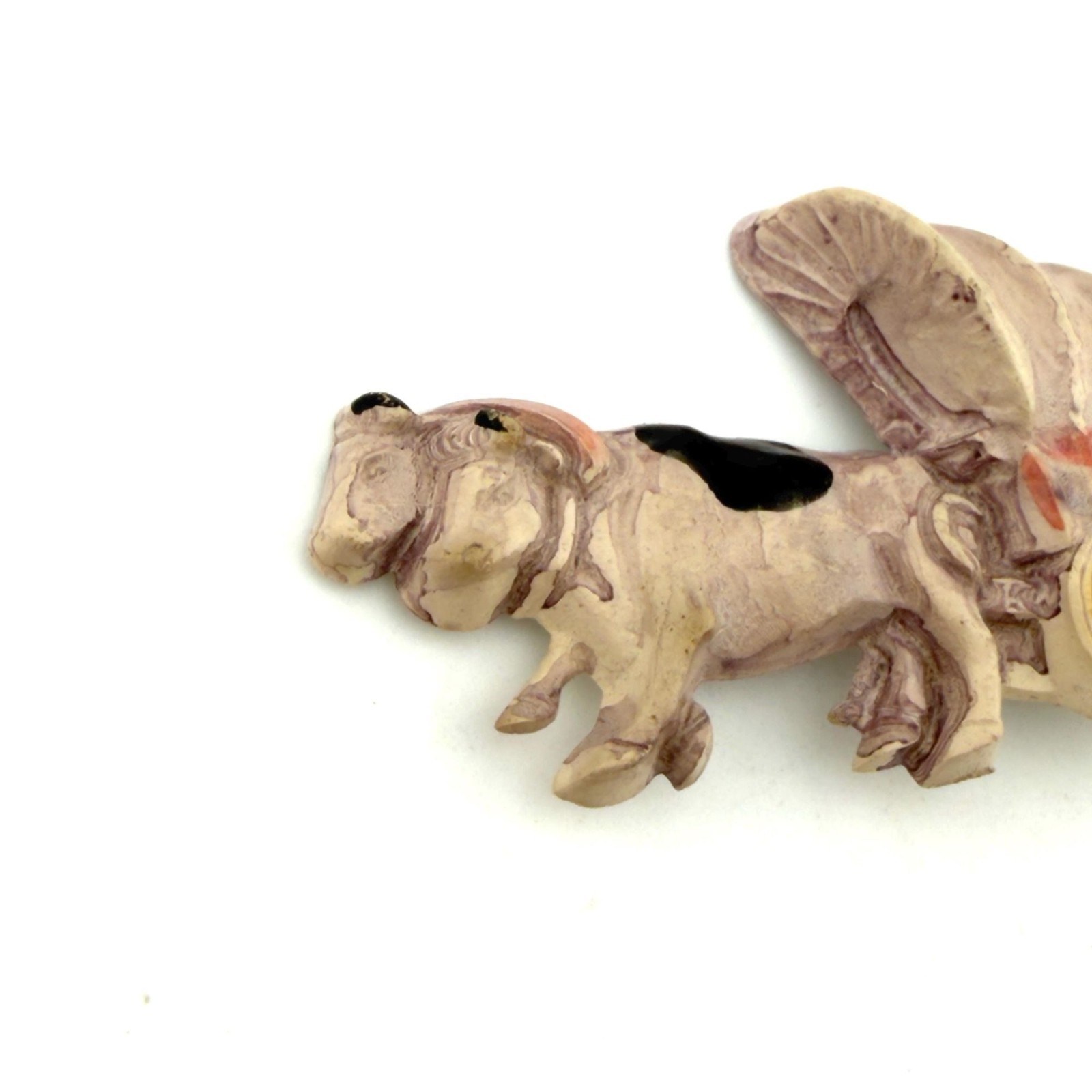Rare Vintage Celluloid Oxen Cows Brooch Cattle Covered Wagon Western Gift