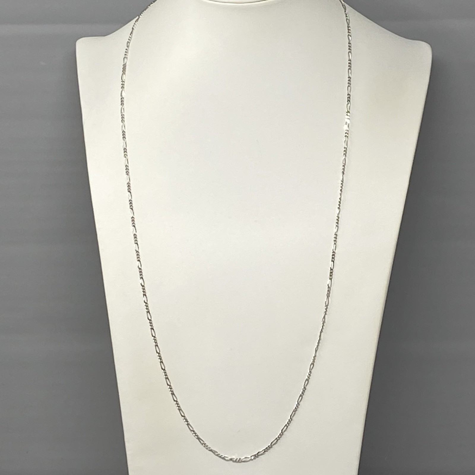 Monet Chain Necklace Figaro Links Silver Tone Long Sister Clasp Signed Retro 30″