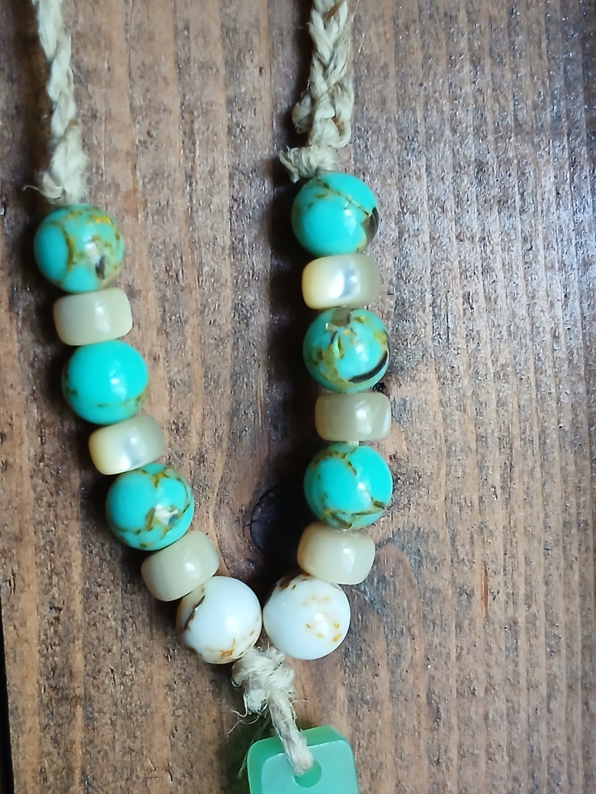 Sea Shell, Resin And Wood Necklace Hemp Cord Hippie Boho Travel Beach Wear