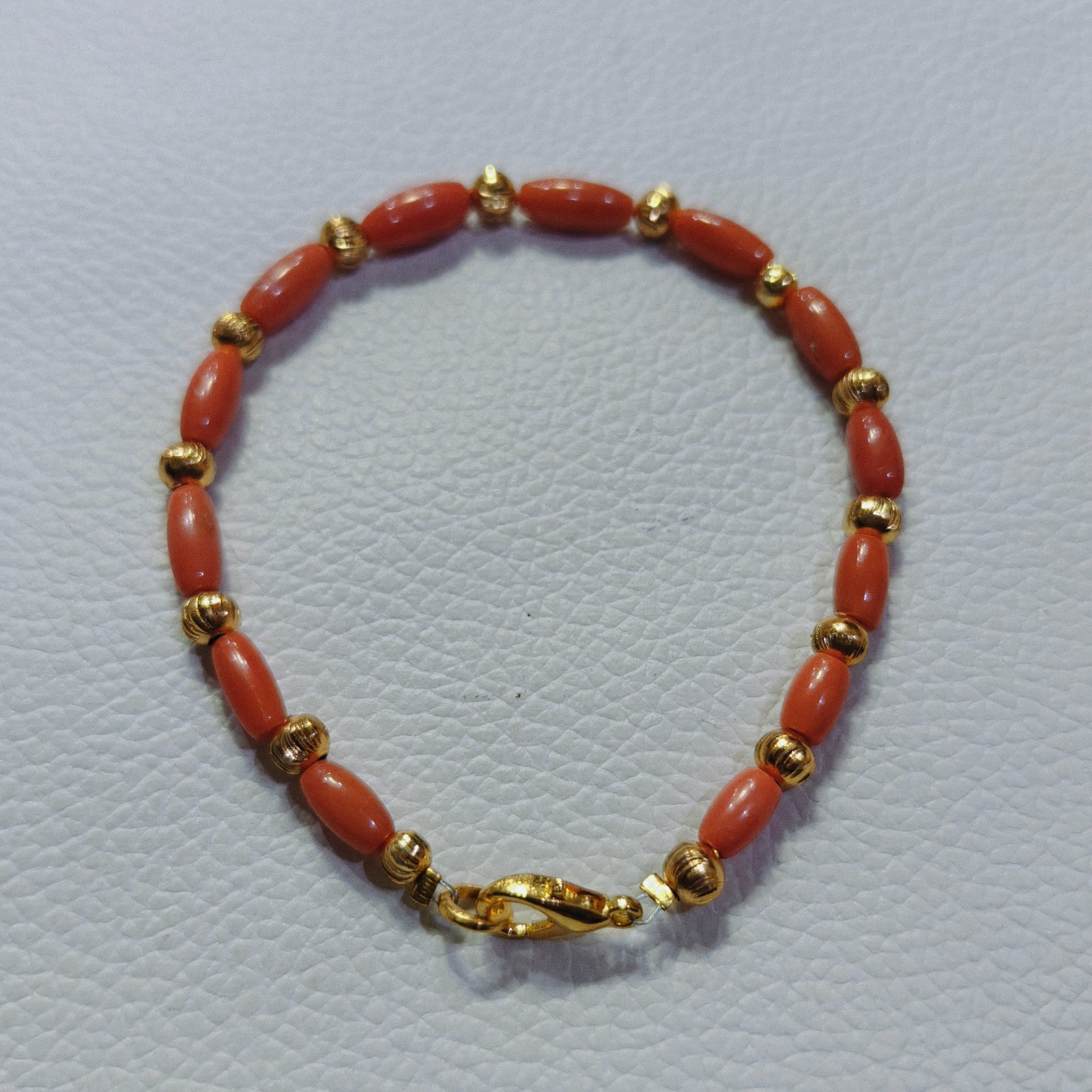 Natural Italy Coral Beads Bracelet Genuine OrangeCoral Handmade Gemstone Jewelry