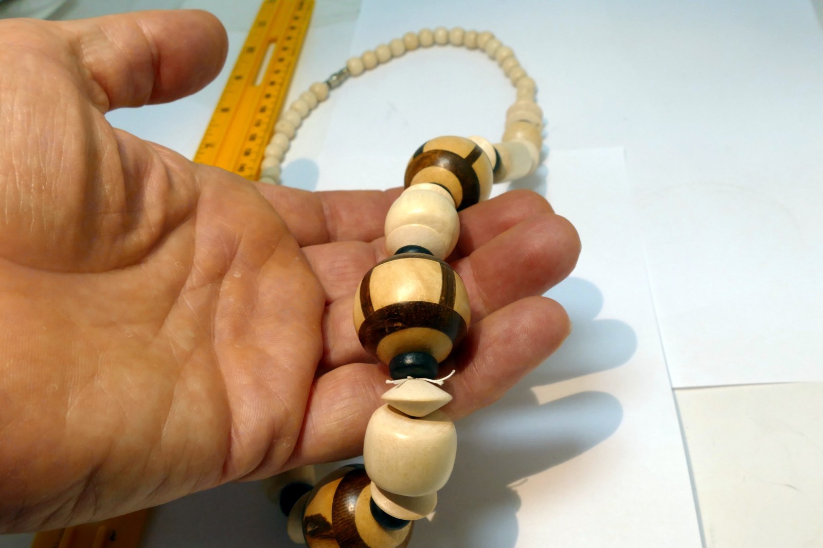 Large Wood Bead Necklaces Women Necklaces Boho black white brown stripes