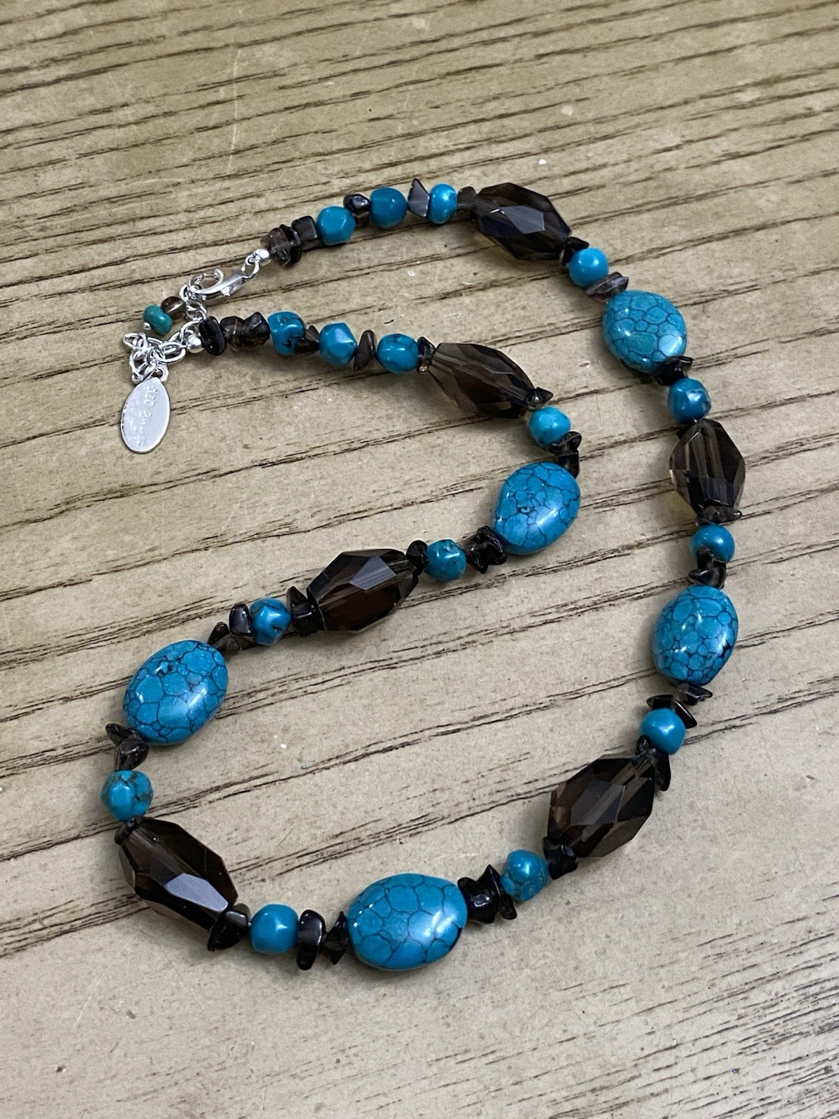 Deb Guyot Necklace Turquoise Blue Quartz Sterling Silver 925 HSN Beaded 18”