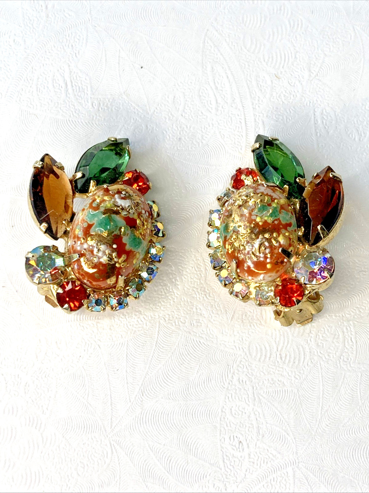 Delizza & Elster Juliana Speckled Easter Egg Cabochons Brooch And Earrings Set