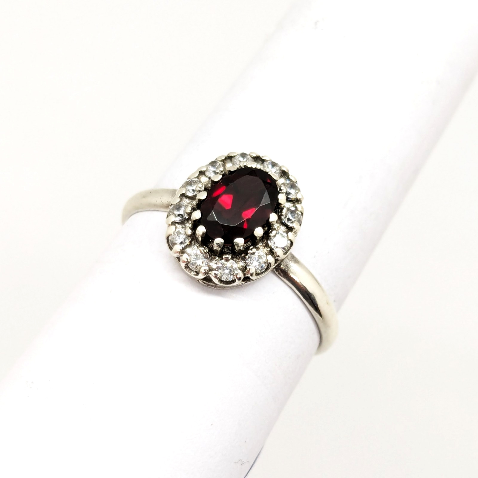 Vintage Luxury RING Silver 925 with Big Bright Garnet -size: 10US (17.5mm)| #71