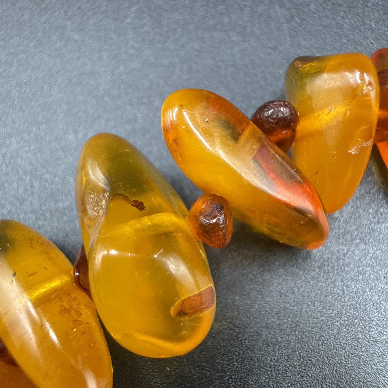 Vintage Honey Amber Bead Necklace 14K Gold Filled Clasp Inclusions Warm 20”