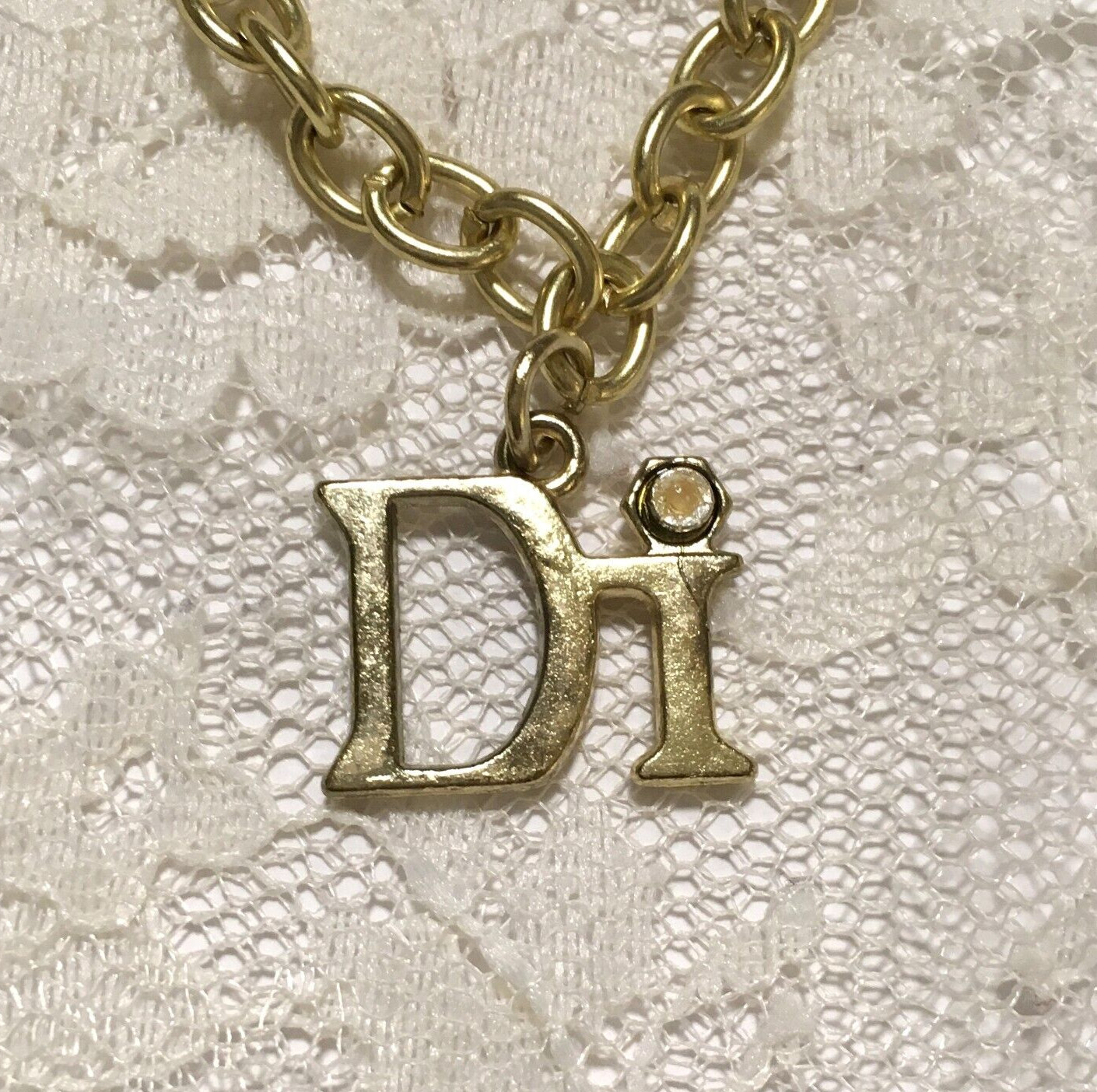 Vintage Diamond International Charm Bracelet Gold Tone Chain Charm