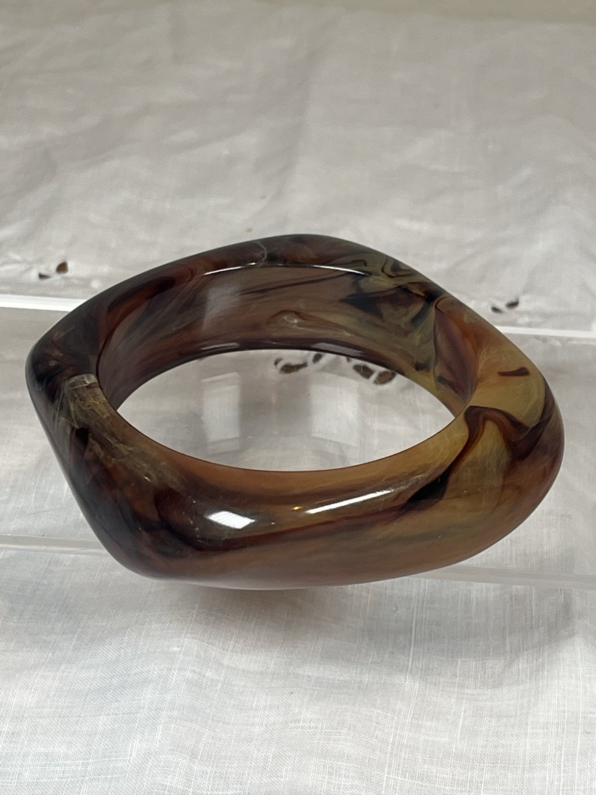 Lot of 7 Chunky Lucite Bangle Bracelets, Clamper, Rhinestones, Earthtones
