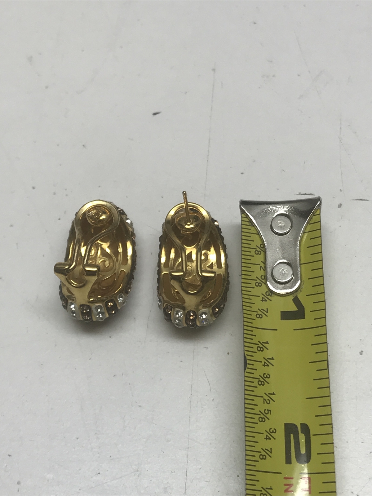 Vintage Unbranded White Brown Earrings KG Stunning Beautiful