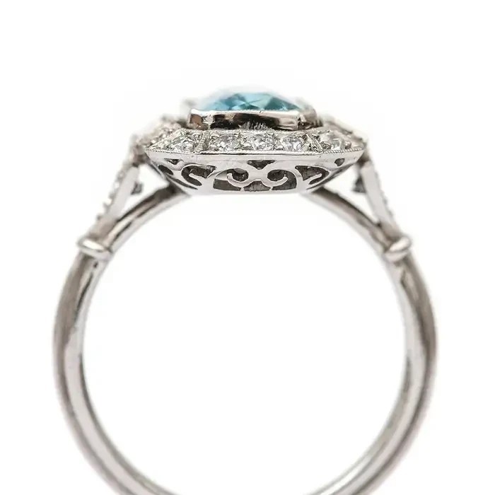 4.98Ct Art Deco Style Emerald Cut Lab-Created Aquamarine 14K White Gold FN Ring