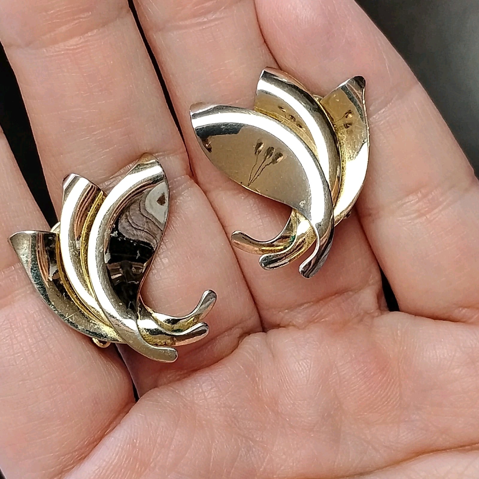10 Vintage MCM Earrings W/Case Signed Glass Antique #10