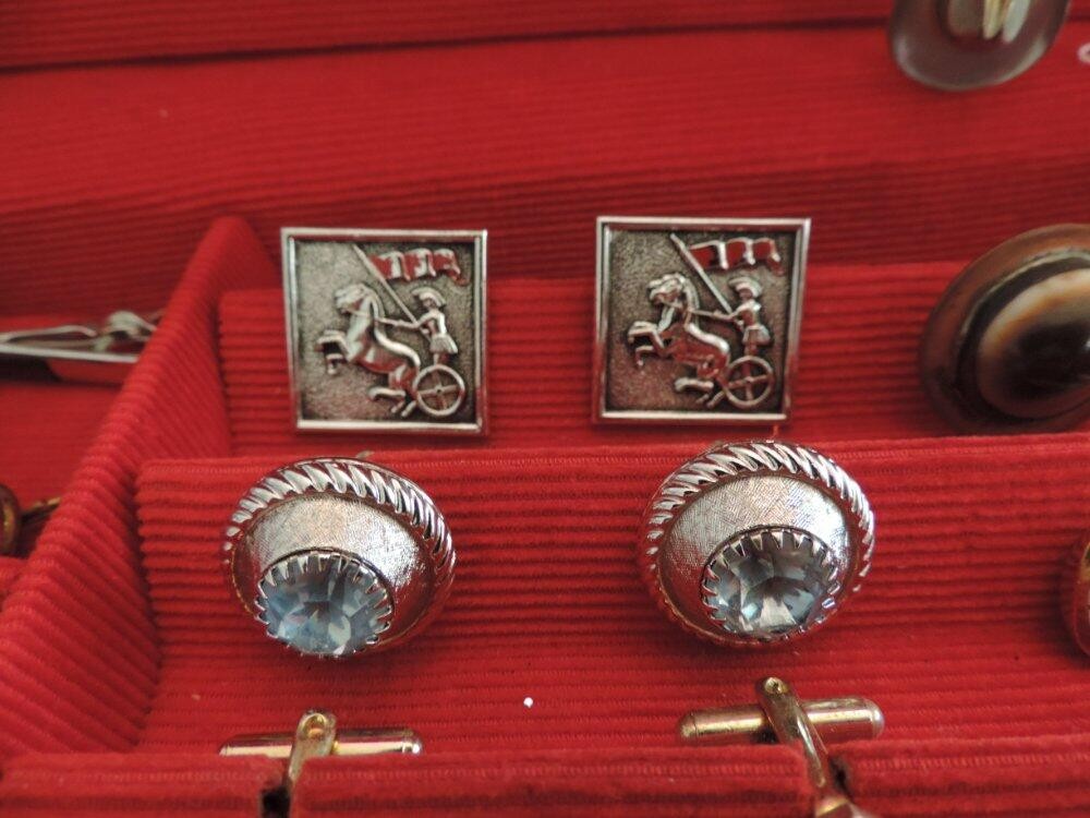 Vtg Lot #3 Men’s Jewelry Box Cuff Links Tie Clips Swank Kreisler Craft Unsigned