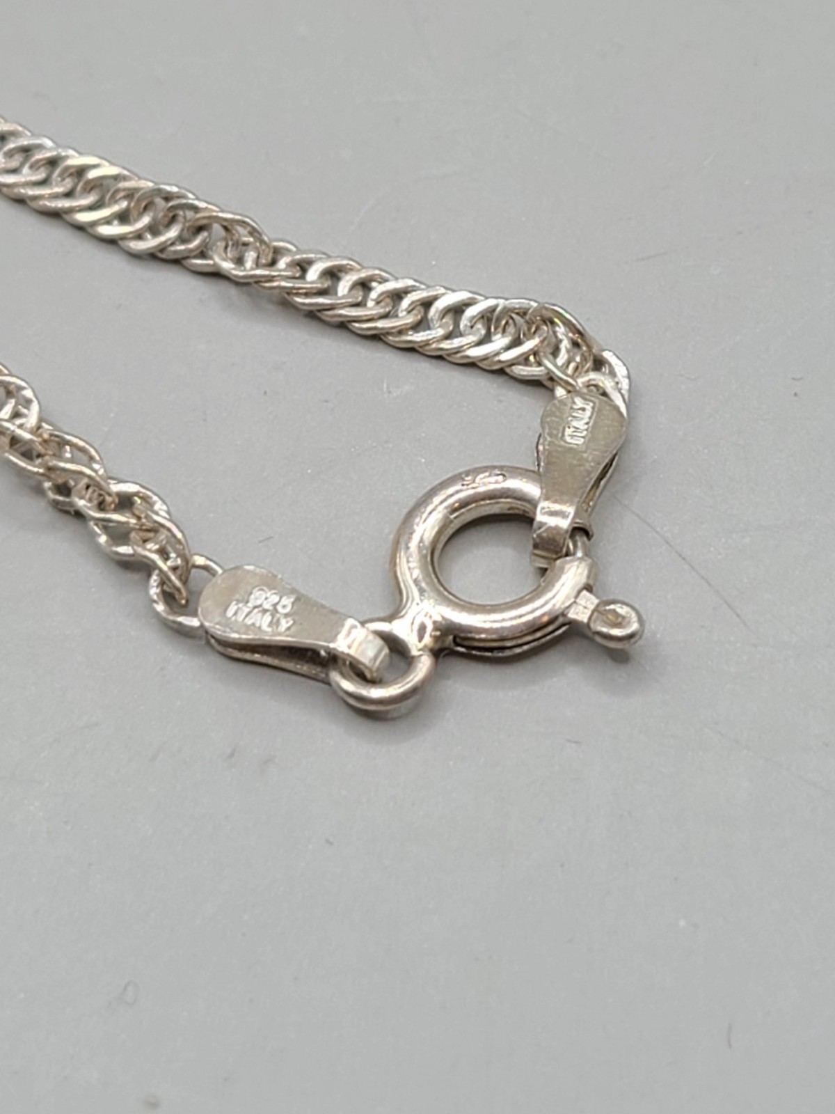 Vtg 925 Sterling Silver Diamond Cut Puff Heart Pendant Twist Chain 18” Necklace