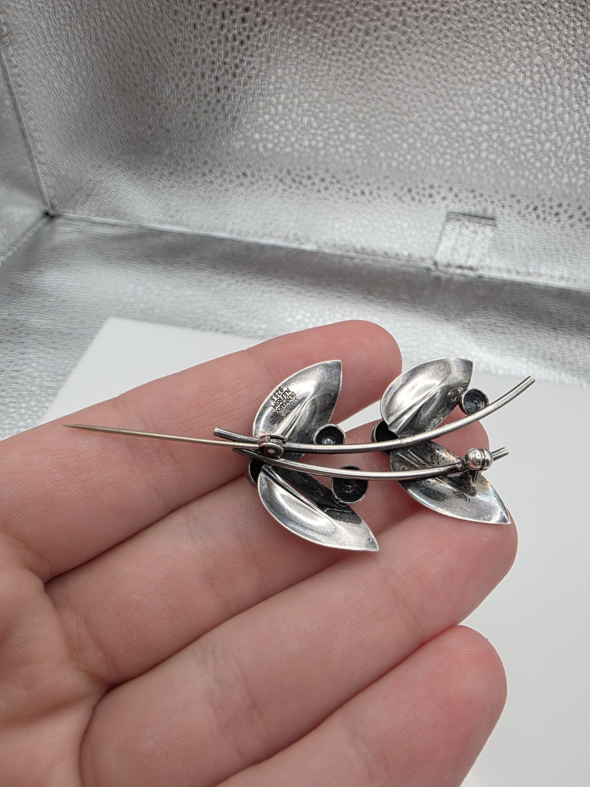 Vintage N.E. FROM Denmark Sterling Silver 925 Leaves And Berries Pin / Brooch