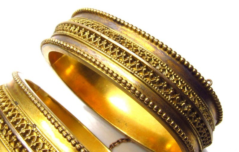 Victorian Gold Filled Etruscan Revival Bracelet Lot of 2 SET