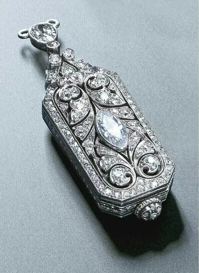 Engagement Anniversary 14K White Gold Finish Pendant 5.20Ct Marquise Cut Diamond