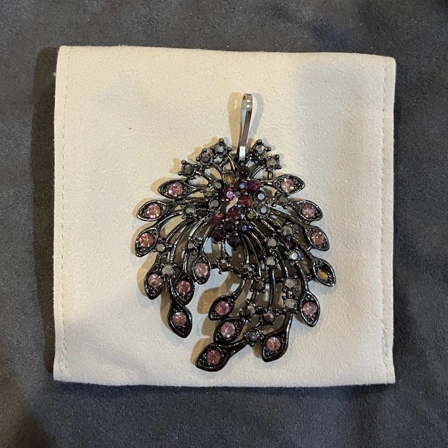 Vintage Pendant Purple and Pink with Gunmetal Accents