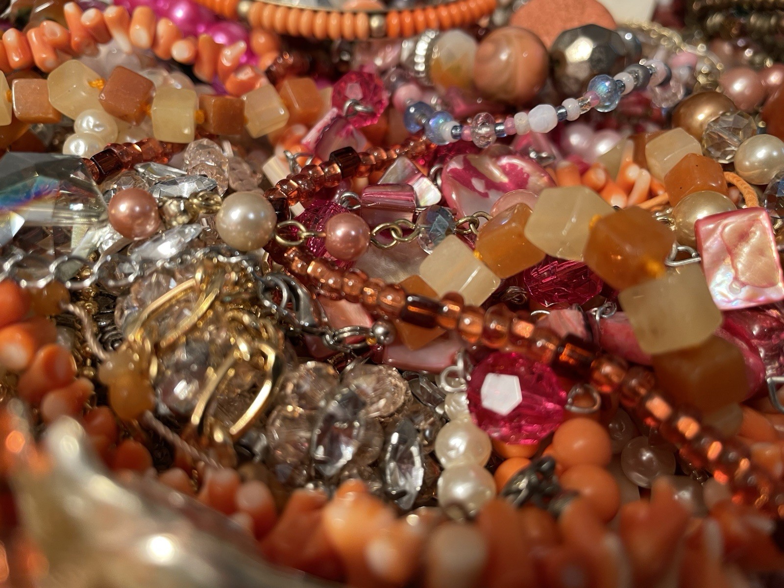 4Lb Mixed Mystery Jewelry Lot Vintage Mod Boho Beaded Necklaces Bracelets