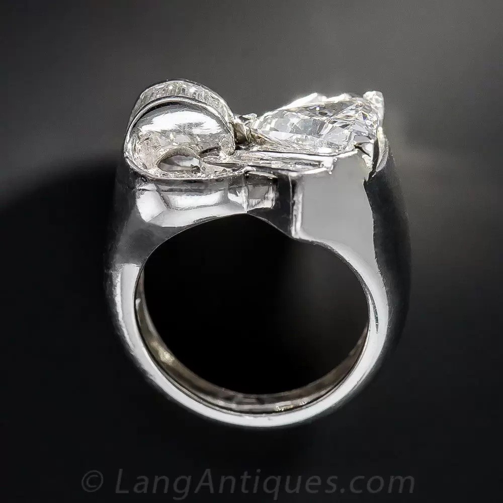 3Ct White Triangle Cut Retro Reproduction Engagement Ring In 925 Sterling Silver