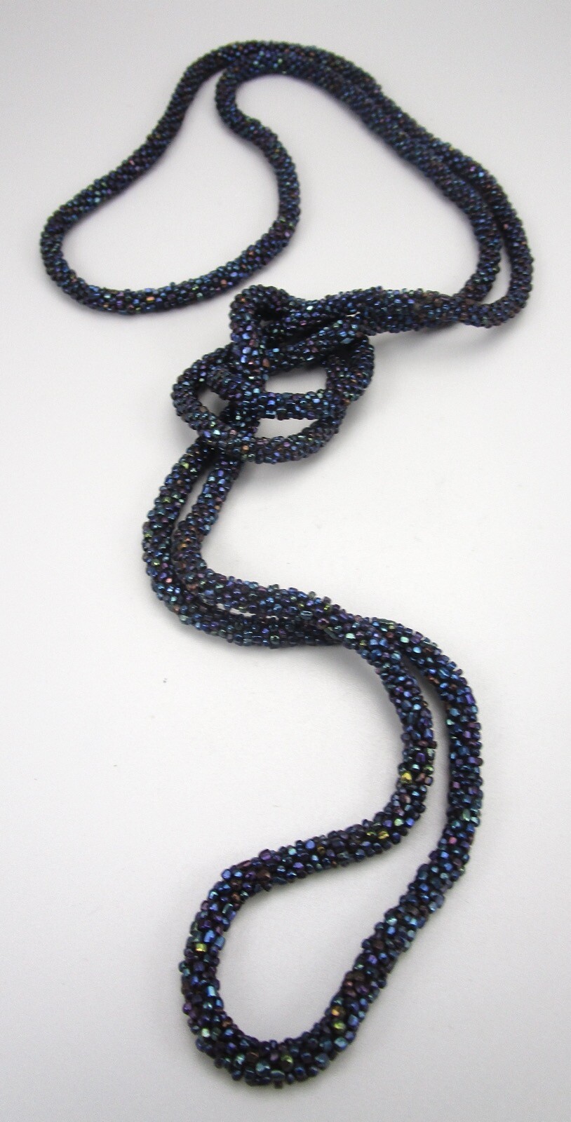 VINTAGE FLAPPER 60″ ART DECO NAVY GLASS SEAD BEAD SAUTOIR NECKLACE