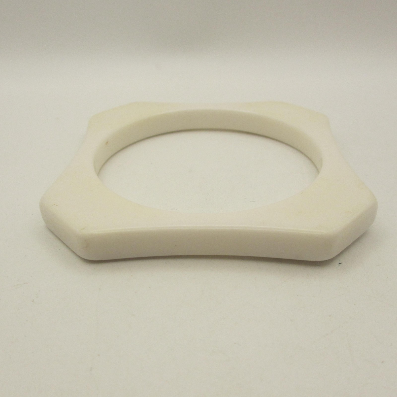 Vintage Lucite Bangle Bracelet White Bold Statement