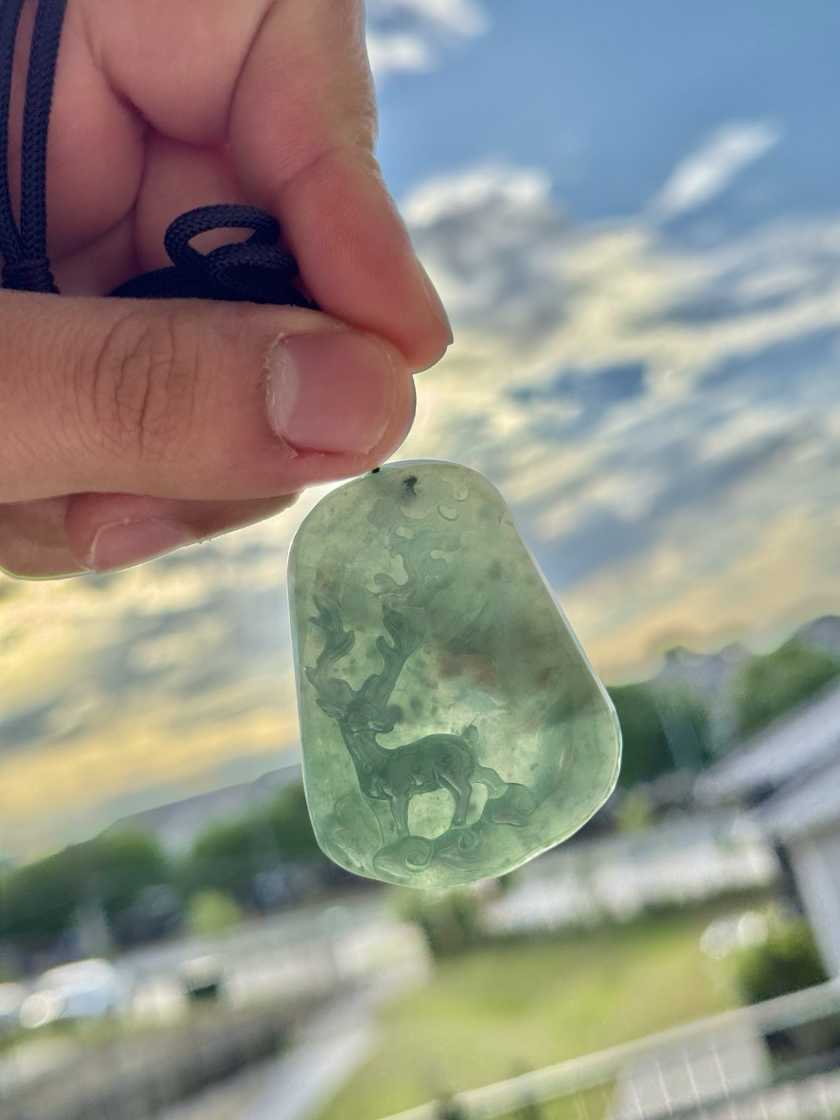 Guatemalan Blue Green Jadeite Jade Pendant Translucent High Quality (Deer)