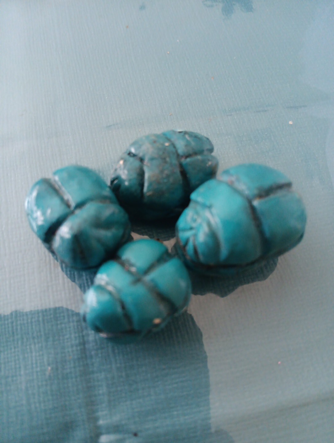 Lot of 4 Vintage Scarabs Made Into Magnets (Not Sure Of What’s It Made Of)
