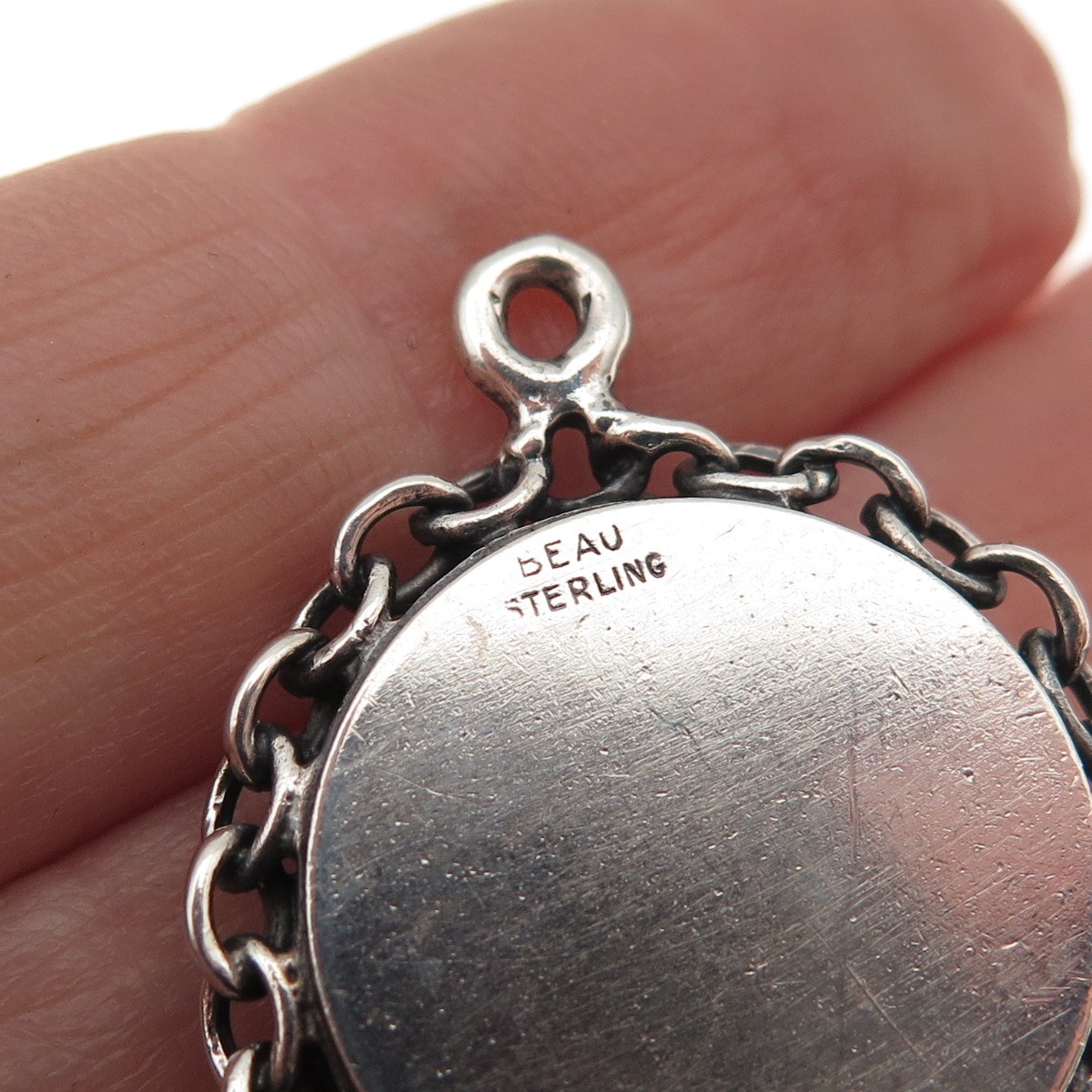 Beau Sterling Silver Antique Art Deco Every Day Is For Our Love Charm Pendant