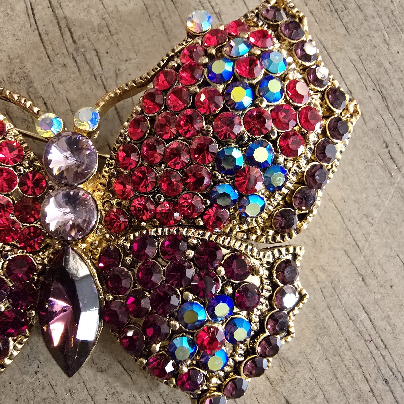 Vintage Rhinestone Butterfly Brooch