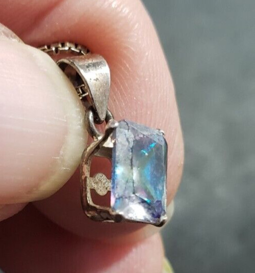 Blue Purple Stone? Sterling Silver Chain Vintage Jewelry