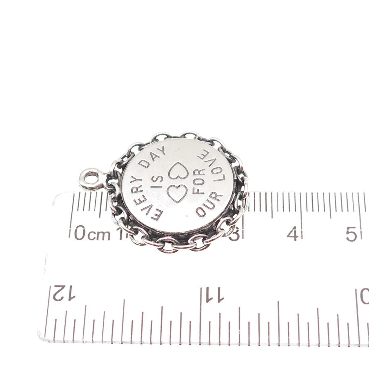 Beau Sterling Silver Antique Art Deco Every Day Is For Our Love Charm Pendant