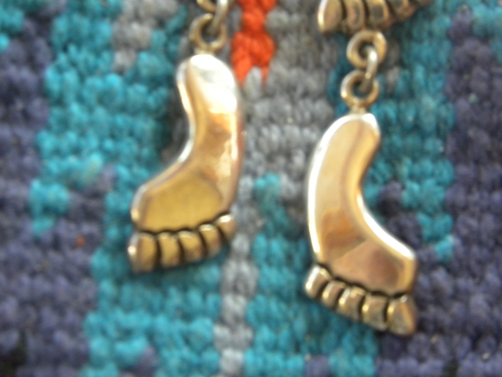 EMILIA “LOS CASTILLO” MEXICAN STERLING SILVER DANGLING FOOTPRINT EARRINGS 3″