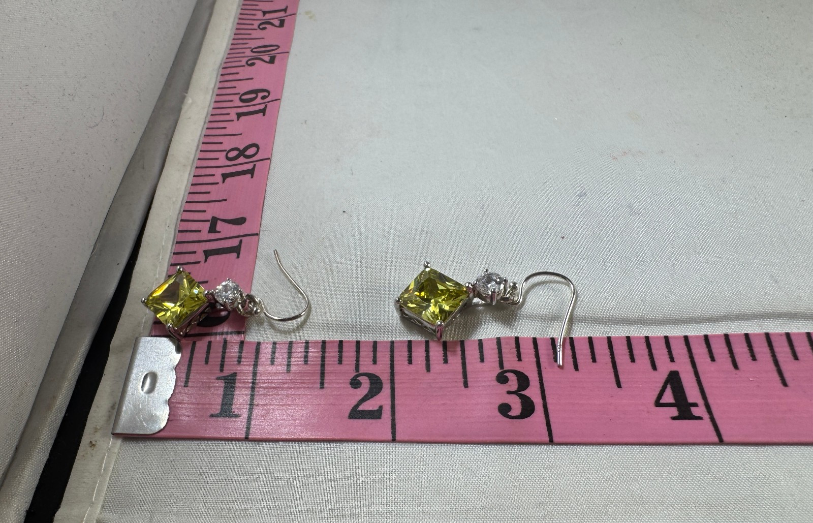 Sterling silver vintage citrine and cubic zirconia pierced dangle earrings