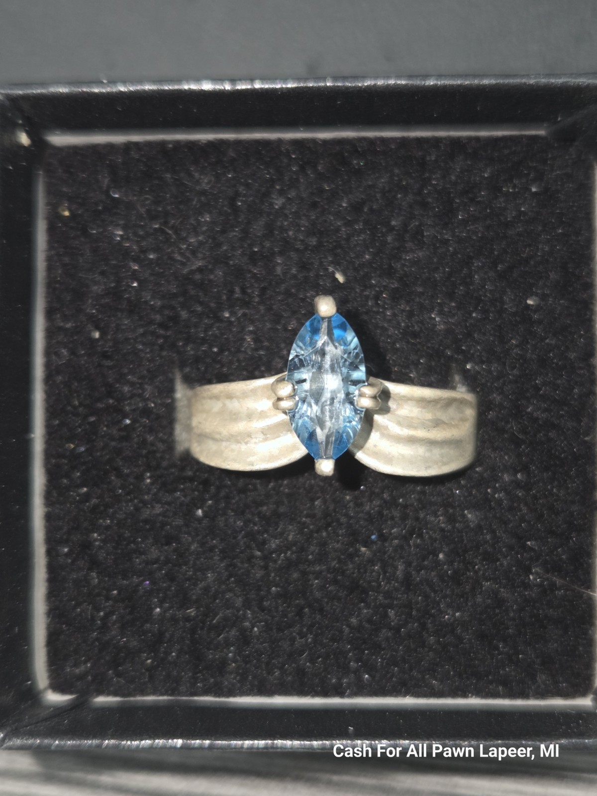 retro vintage sterling silver 5g aquamarine blue topaz statement sz 8