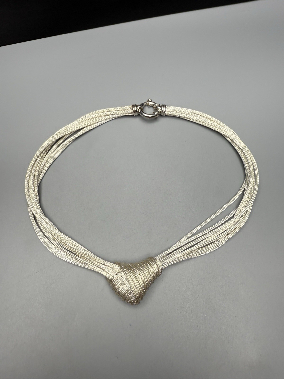 925 Sterling Silver Necklace Woven Knot Eight Strand Wheat Chain 16” 50g Choker