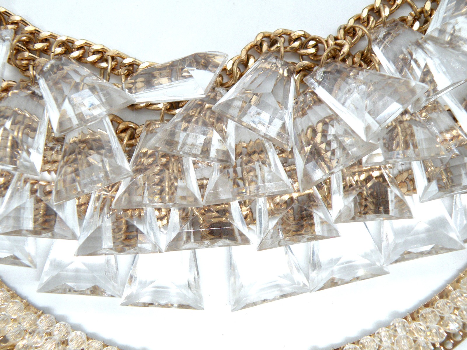 Vtg C Signed Chunky Ballroom Tassel Statement Gold Jewelry Bollywood Necklace