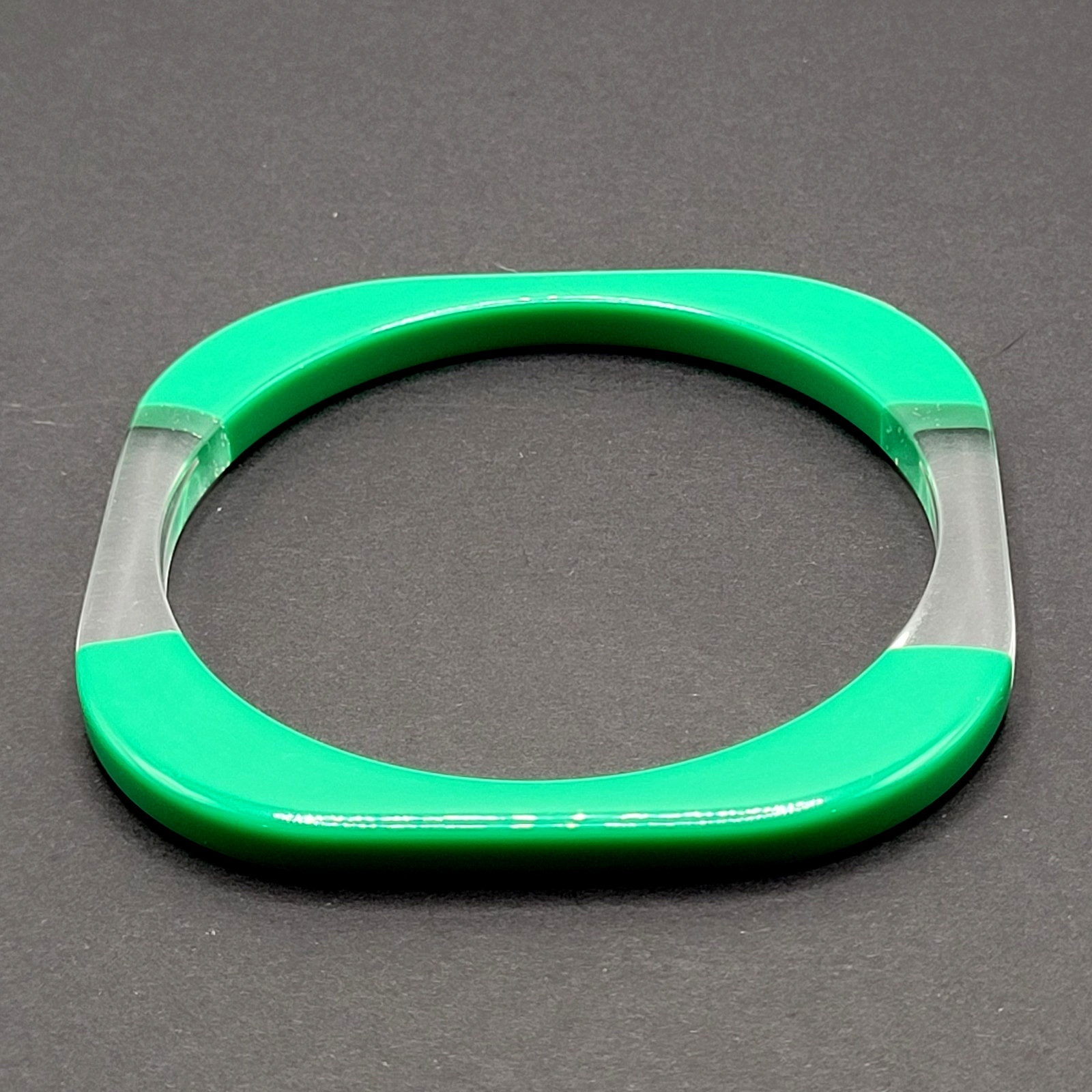 Green and Clear Lucite Bangle Bracelet Unique Retro Style Vintage 1980s