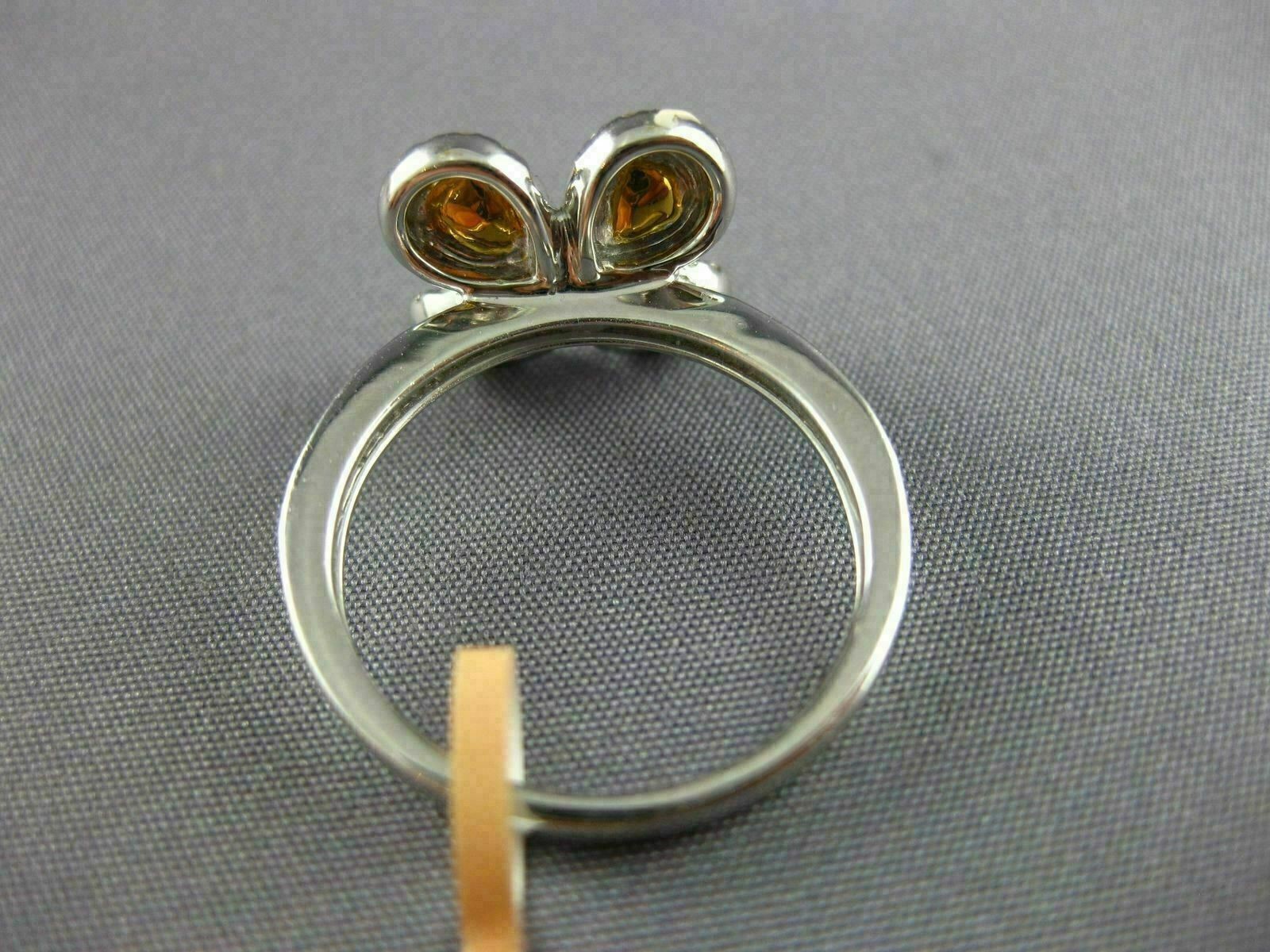 ESTATE WIDE 1.52CT MULTI COLOR DIAMOND 14KT 2 TONE GOLD CLOVER FLOWER LOVE RING