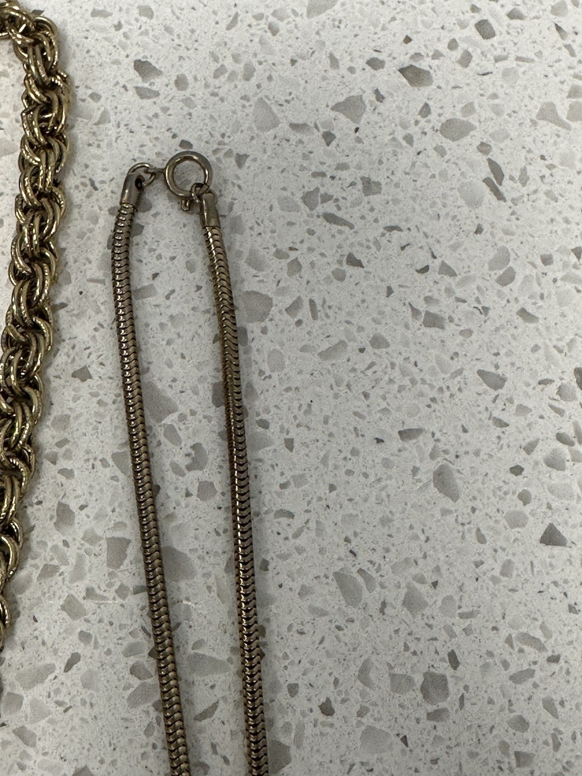 Vintage Gold Tone Mecklace Lot Of 2 Mesh Rope Chain Long Short