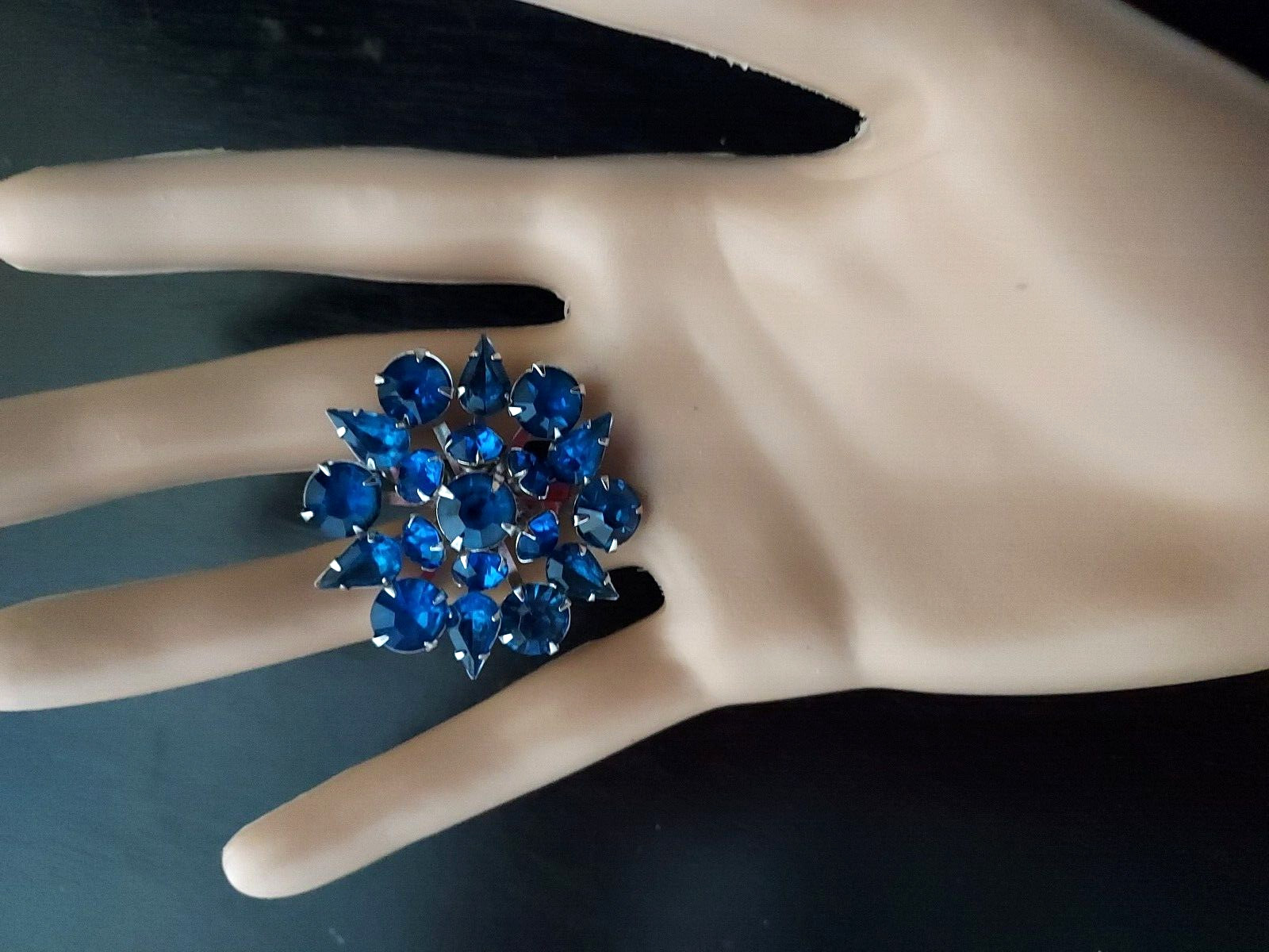 Coro Signed Pin Blue Rhinestone Earrings and Brooch Vintage Demi Set
