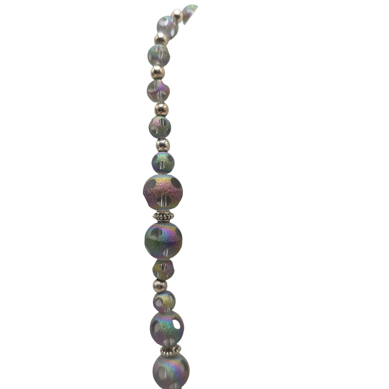 Iridescent Beetle Bead Glass Ball Necklace Toggle Closure Vintage
