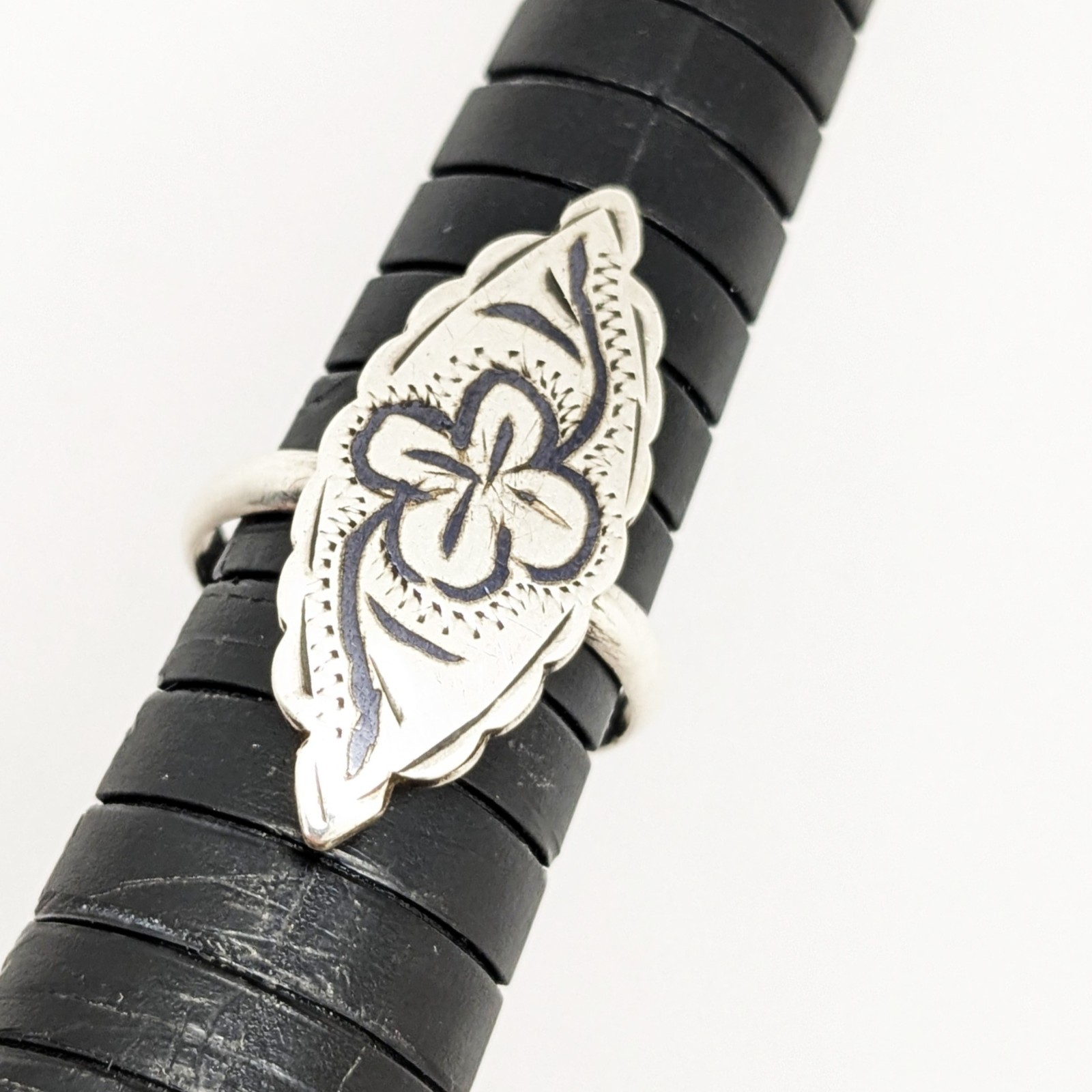 Vintage RING Silver⭐️925 stamp Star USSR with Blackening -size: 7US (17.5mm) #20
