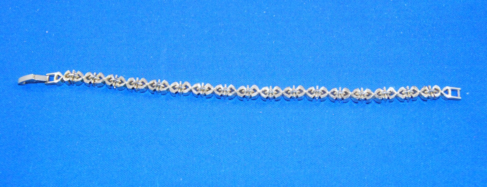 Vintage Clear Rhinestone Tennis Bracelet 7 In With Box Clasp Gold Tone Finish