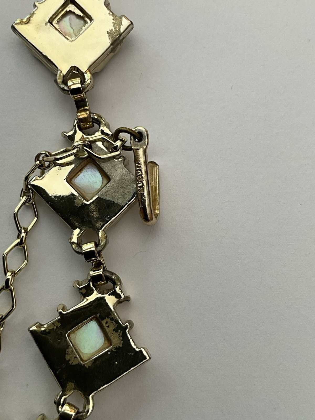 Gold Tone Square Link Cable Chain Necklace Adjustable Hook Closure