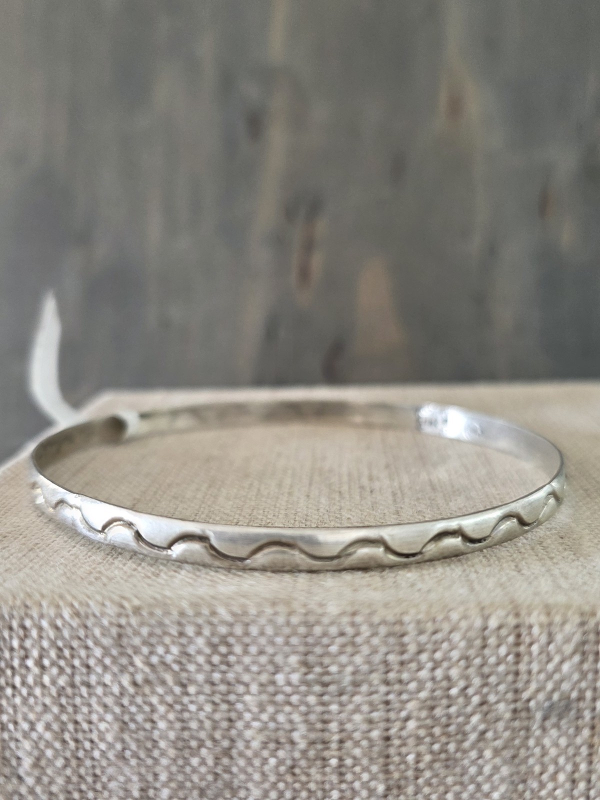 Mexico Southwestern Sterling Silver 925 Vintage Bracelet Modernist Symbol Bangle