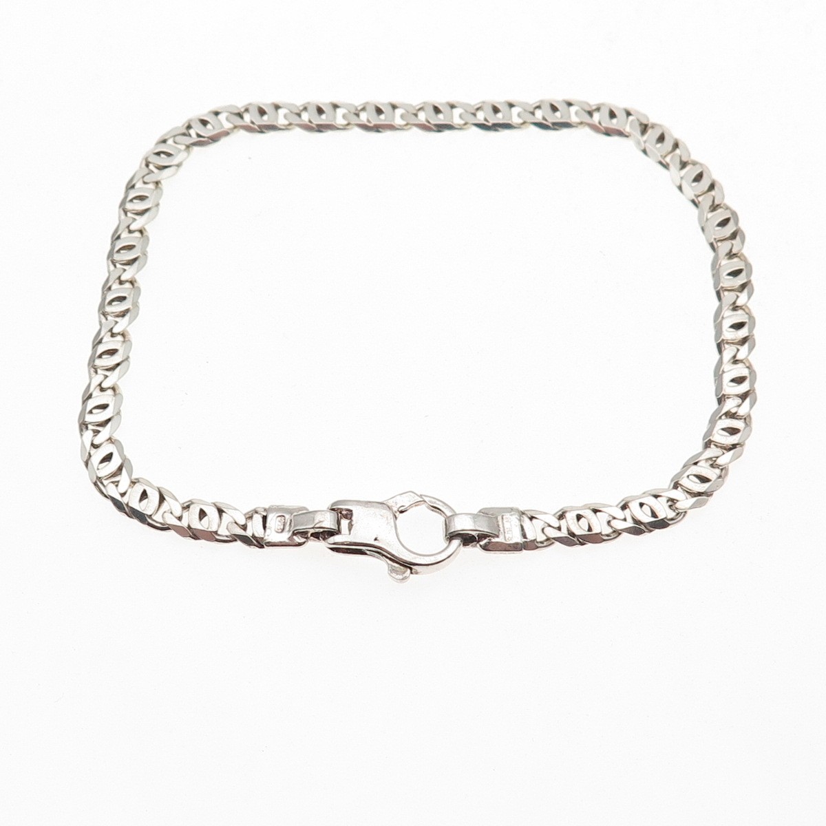 925 Sterling Silver Vintage Italy Anchor Mariner Link Bracelet 7.5″