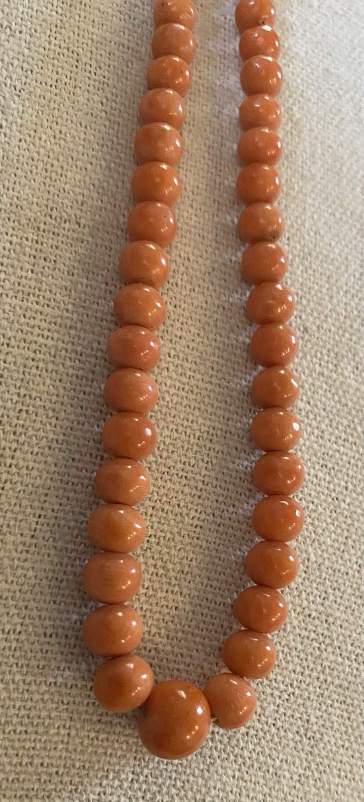 Vintage Orange Coral Graduated Beaded Necklace Broken Clasp Repair Rare 18”