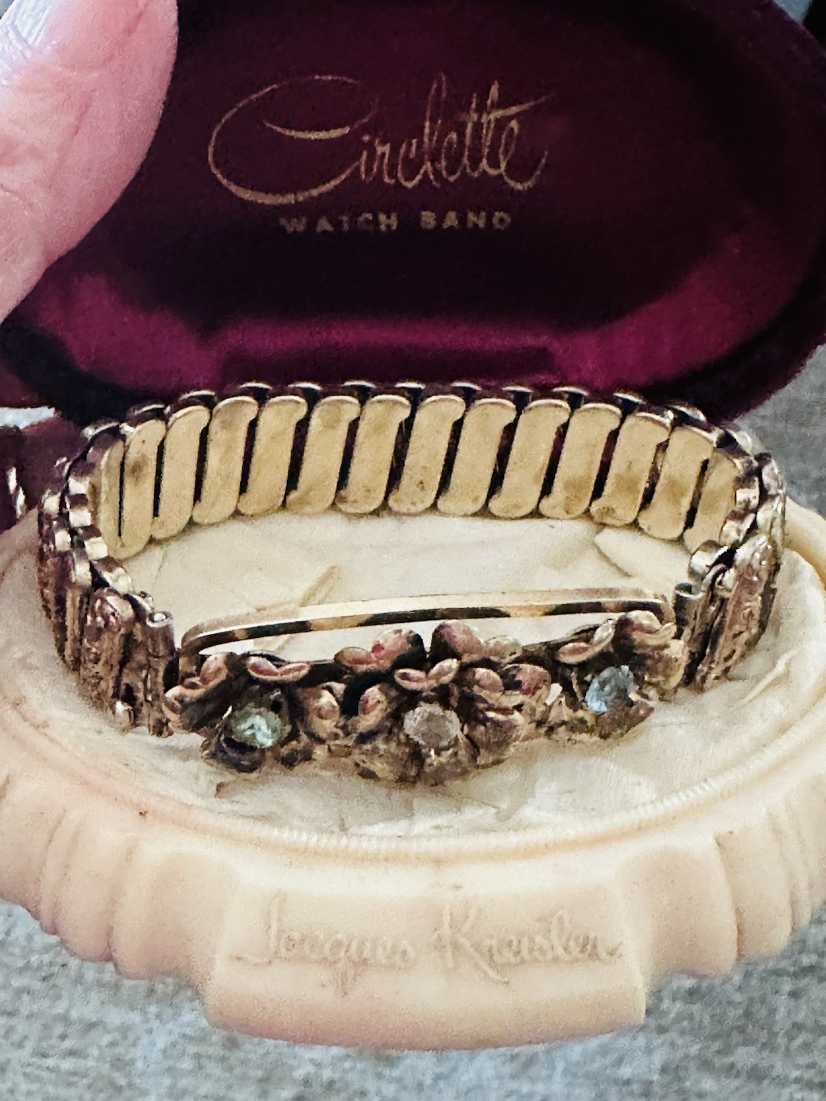 Vintage Lustern 1/20 12K GF on Sterling Expandable Flower Sweetheart Bracelet